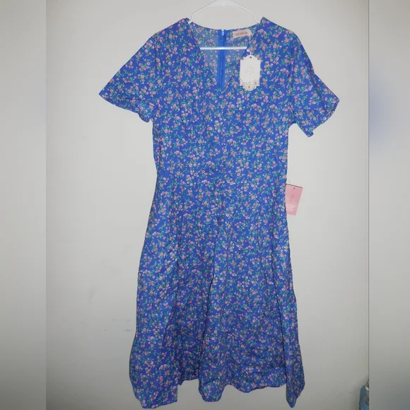 Ivy City Co Allie Floral Midi Dress in Royal Blue NWT Size 14 - Picture 3 of 10